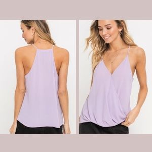 LUSH LILAC FAUX-WRAP CAMISOLE
